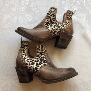 Y2K Miss Macie Honey Hush Bootie Boots Women’s 10M Brown/Leopard Zippered Shoes